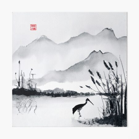 墨絵　Sumi-e a painting in black ＆white Japanese sumi-e landscape using black gouache - YouTube