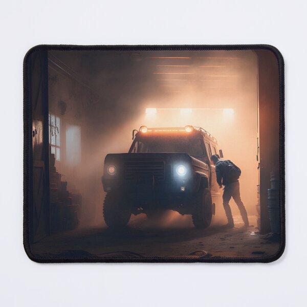 Item preview, SUV in the night and fog action workshop hall designed and sold by FRSquare.