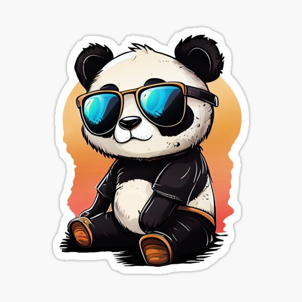 Panda Bear with Red Glasses Zip Pouch by Madame Memento - Pixels Merch