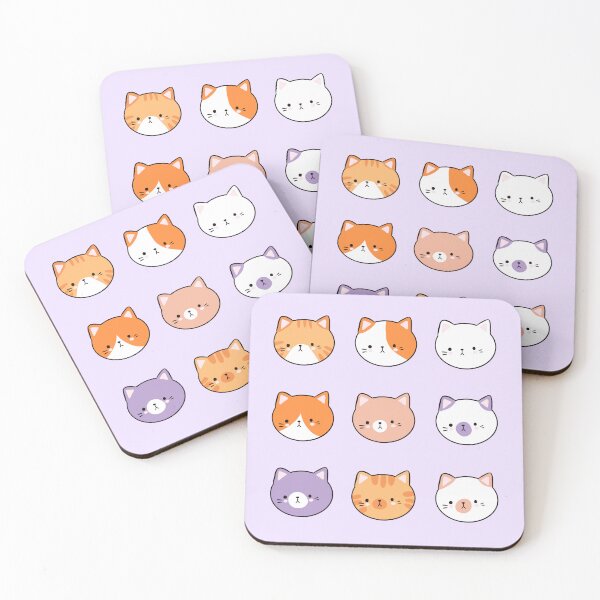 Item preview, Cute cat faces pack - kawaii cat heads illustration  designed and sold by Yarafantasyart.