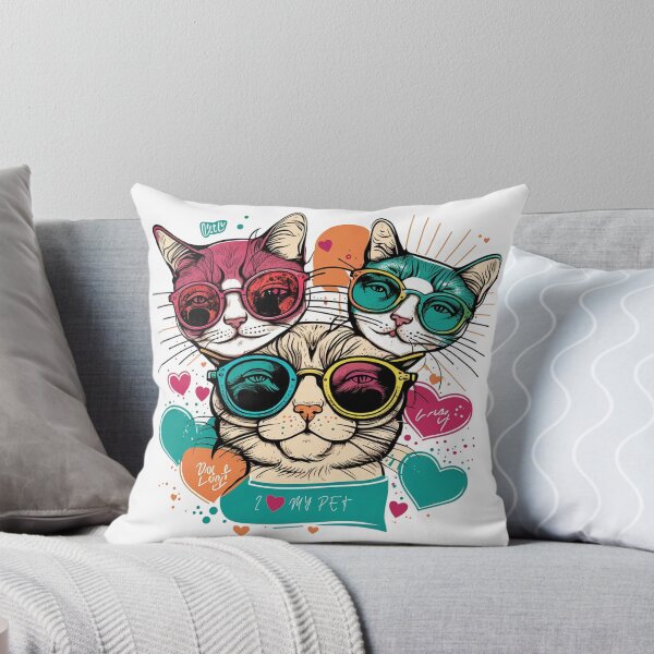 Artikelvorschau, Verspielt und bunt gestaltetes Grafik-T-Shirt mit glücklichen Katzen und Kätzchen, die Sonnenbrillen tragen, perfekt zur Feier des Tags der Liebe zu deinem Haustier entworfen und verkauft von Dmayem.