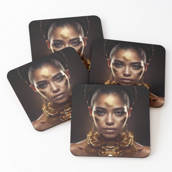 Item preview, Golden Goddess: A Stunning Woman Adorned in Gold Makeup and Chains designed and sold by PosterManiaRo.