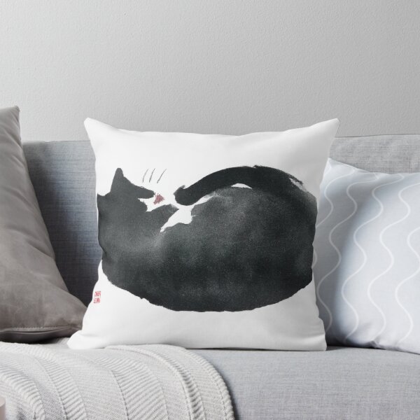 Item preview, Sumi-e Japanese ink drawing, sleeping cat designed and sold by Monkonthehill.