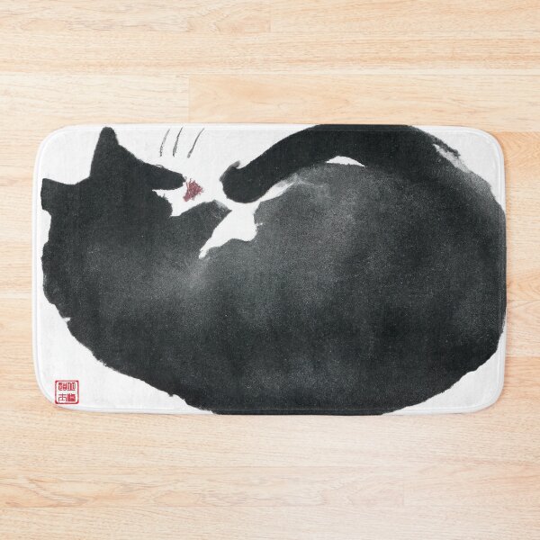 Item preview, Sumi-e Japanese ink drawing, sleeping cat designed and sold by Monkonthehill.