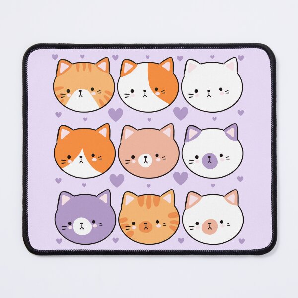 Item preview, Cute cat faces pattern - kawaii cat heads illustration  designed and sold by Yarafantasyart.