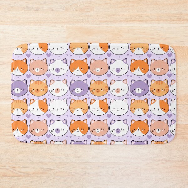 Item preview, Cute cat faces pattern - kawaii cat heads illustration  designed and sold by Yarafantasyart.