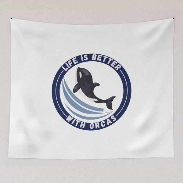 Item preview, Life Is Better With Orcas , new logo design designed and sold by Robo-toons.