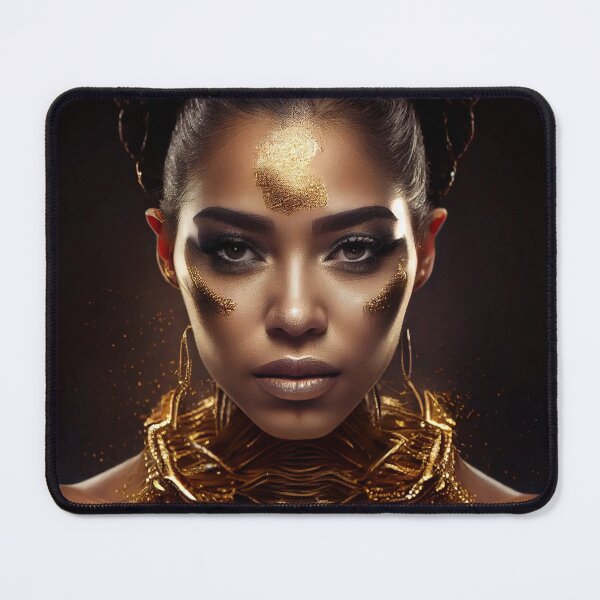 Item preview, Golden Goddess: A Stunning Woman Adorned in Gold Makeup and Chains designed and sold by PosterManiaRo.