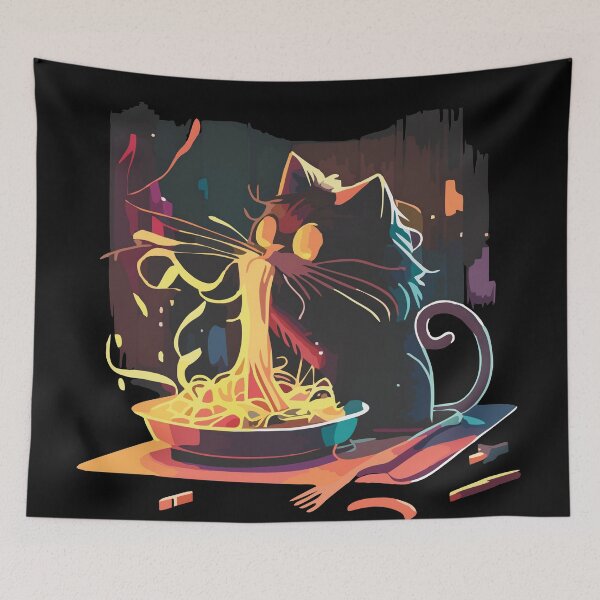 Item preview, Cat eating spaghetti designed and sold by HappyBox--.