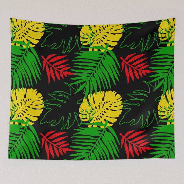 Artikelvorschau, Tropische Rasta-Farben Palmblätter Muster entworfen und verkauft von HotHibiscus.