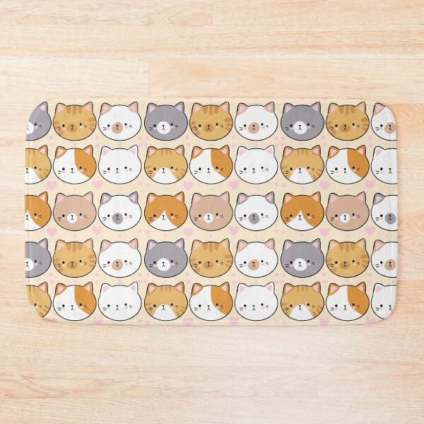 Item preview, Cute cat faces pattern - kawaii cat heads illustration  designed and sold by Yarafantasyart.