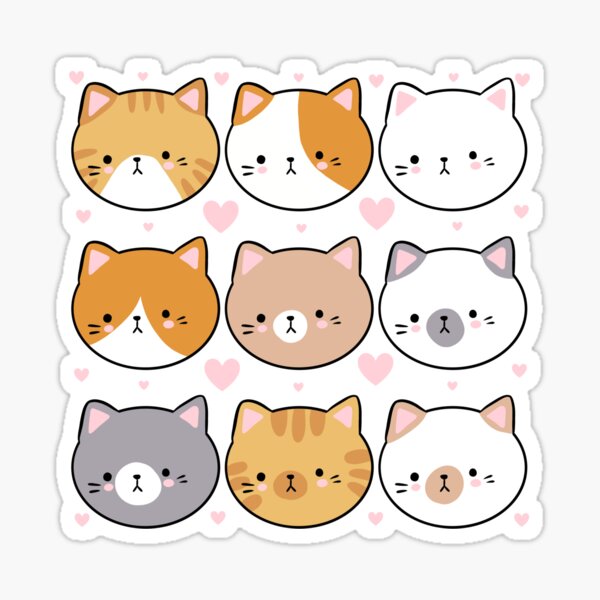 Kawaii Kitty Head' Sticker