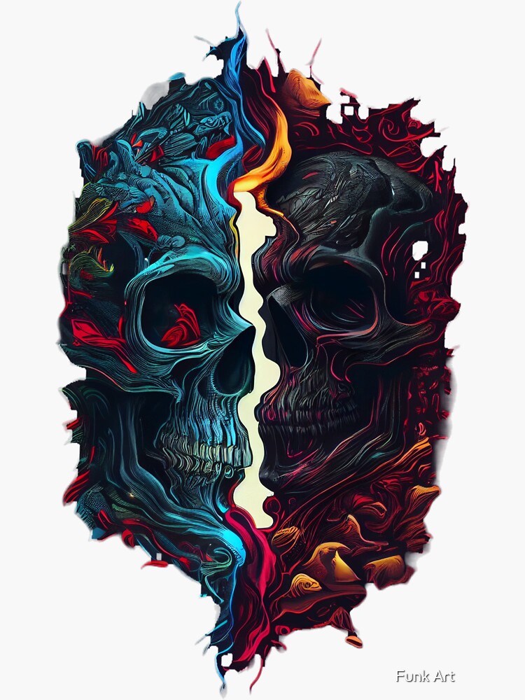 Thumbnail 3 of 3, Sticker, Spooky Skull designed and sold by Funk Art.