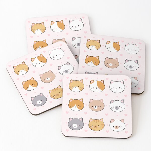 Item preview, Cute cat faces pack - kawaii cat heads illustration  designed and sold by Yarafantasyart.