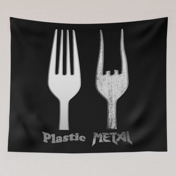 Item preview, PLASTIC FORK vs METAL FORK - MUSIC ROCK METAL PUN designed and sold by KoolDsignsMUSIC.