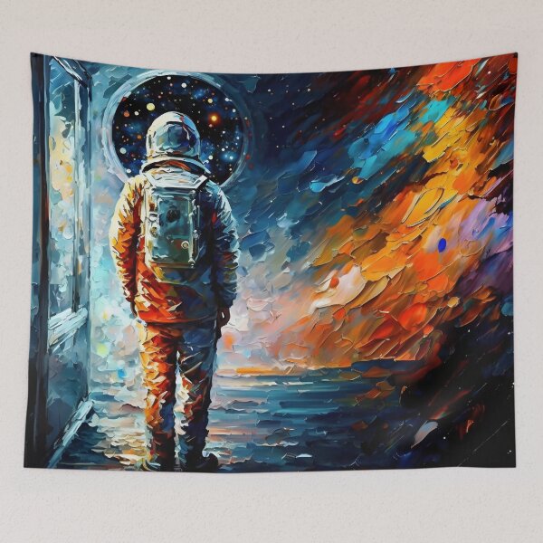 Aperçu de l'œuvre Astronaute seul dans l'espace Galaxy - Leonid Afremov inspiré créée et vendue par Viperzx.
