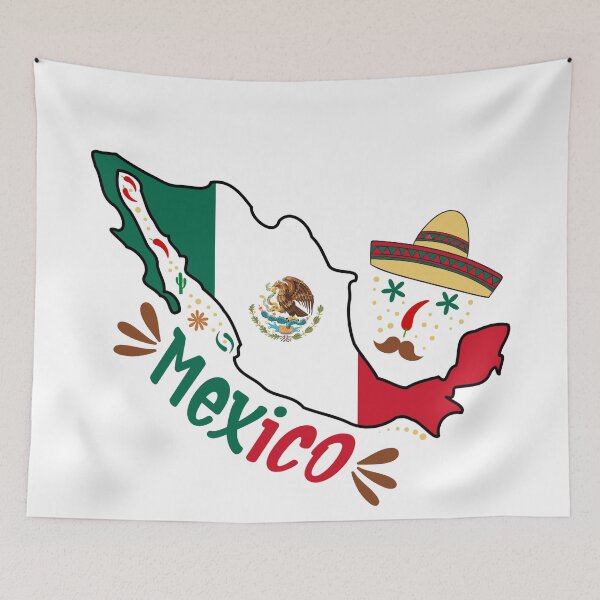 Item preview, Mexico Flag inside a Map and a Sombrero for Flag Day of Mexico designed and sold by Dexter Freeman.