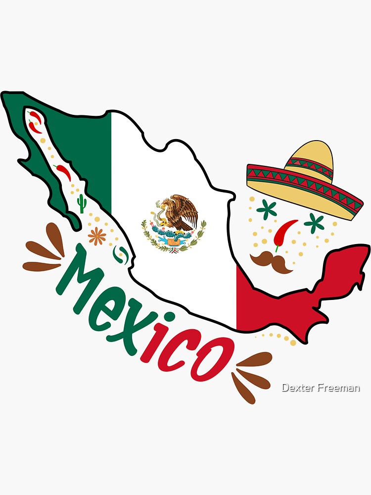 Mexico Flag with a Sombrero for Flag Day of Mexico Sticker for Sale by  Dexter Freeman