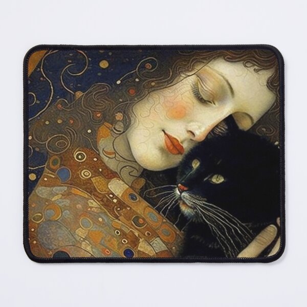 Item preview, Kiss Black Cat - The Kiss - Gustav Klimt remake - for cat lovers, for Klimt lovers designed and sold by EmeraldeaArt.