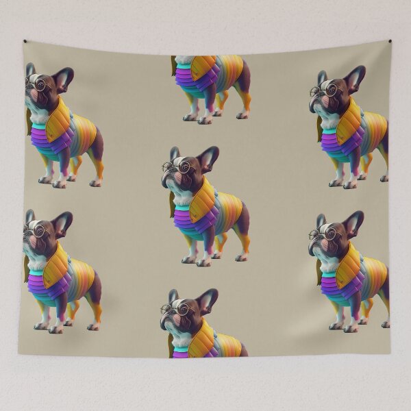 Item preview, French Bulldog with a multicolored designer suit designed and sold by GforAL.