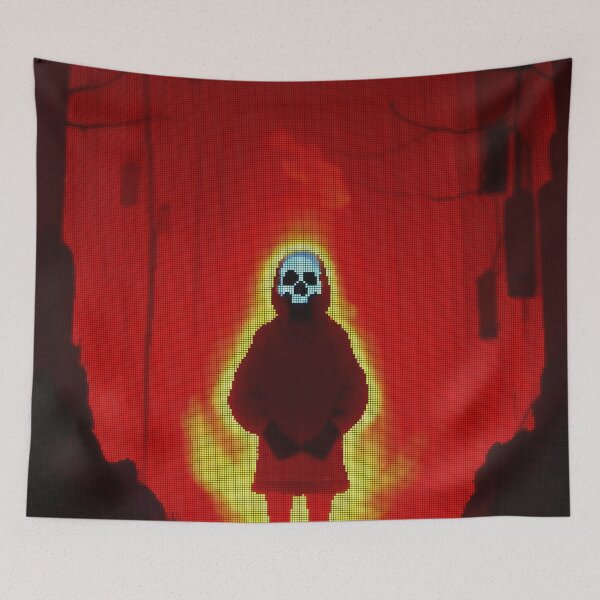 Item preview, Flaming Glowing Skull 8-bit Pixel Art designed and sold by PixelDripped.