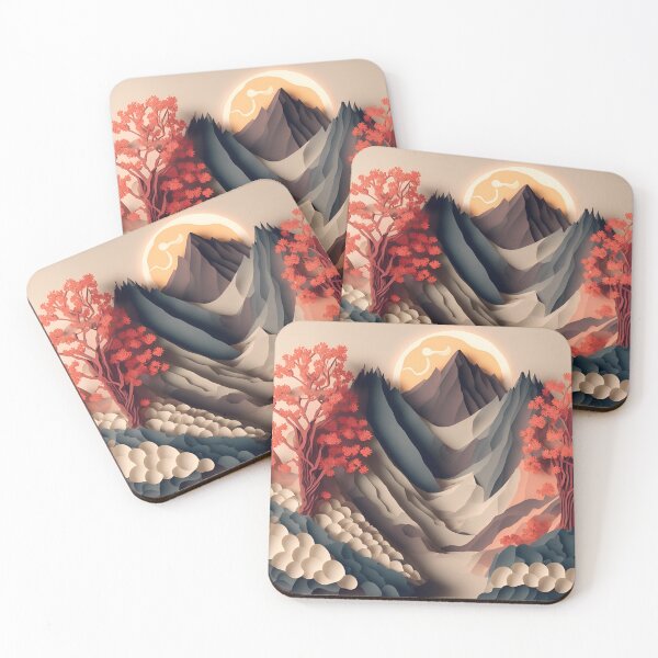 Item preview, A surreal Mountain Landscape in Paper art style designed and sold by FormFinder.