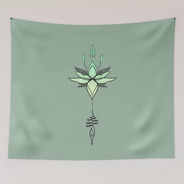 Item preview,  Lotus and unalome pastel green ombre designed and sold by Blacklinesw9.