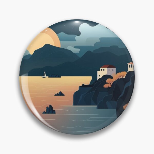 Item preview, Sunset on seaside village designed and sold by Art-Faux.