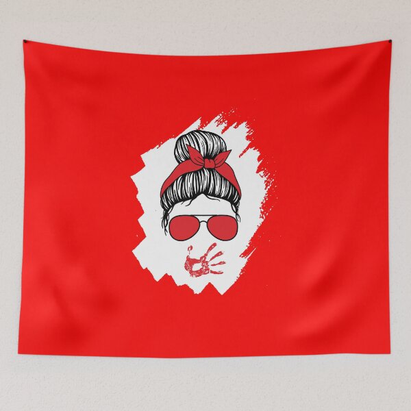 Item preview, mmiw messy bun Awareness: No more Stolen Sisters, native Indigenous girl Red hand print 5TH MAY  designed and sold by Fanmania.