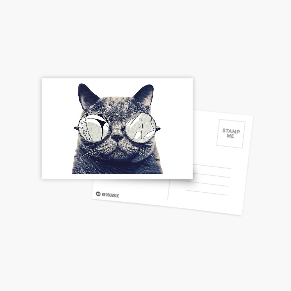 Coole Graue Katze Mit Sonnenbrille Grusskarte Von Epicgarment Redbubble