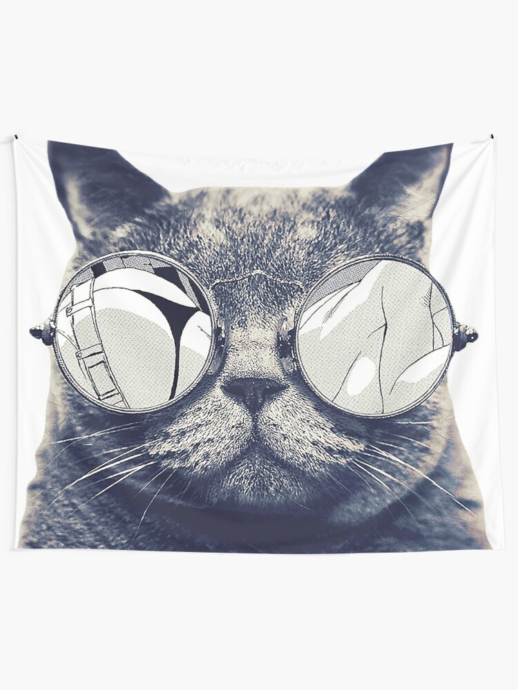 Coole Graue Katze Mit Sonnenbrille Wandbehang Von Epicgarment Redbubble