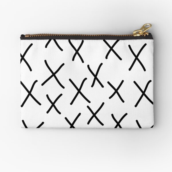X - cross, plus, black and white, hand-drawn, graphic, bold, modern monochrome minimal design Zipper Pouch