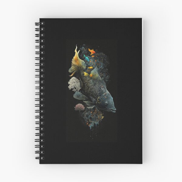 Item preview, Surreal Japanese Gyotaku Style Art on Black Background designed and sold by kfir marco.