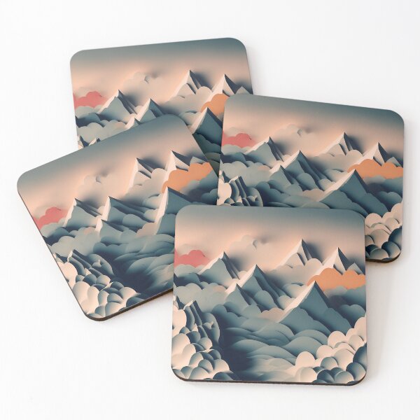 Item preview, Mountains in the Clouds - Paper art style designed and sold by FormFinder.