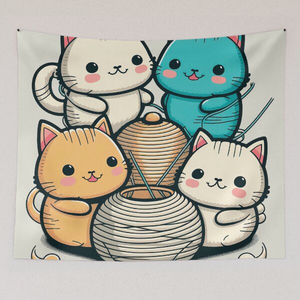 Item preview, Funny and cute cat with a ball of wool designed and sold by JOLI Design.