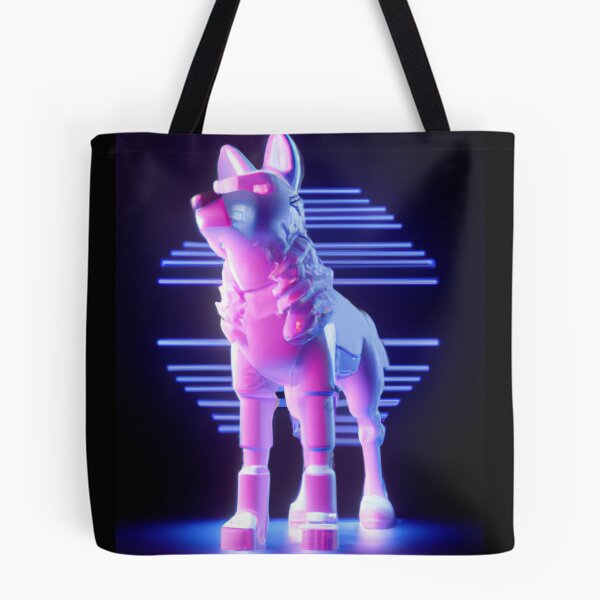 Item preview, Retro Futuristic Robot Dog in Synthwave Background Digital Art designed and sold by shirtsetcetera.