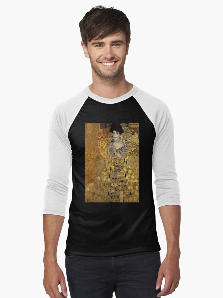 Aperçu 1 sur 3. T-shirt baseball manches ¾ avec l'œuvre Gustav Klimt, Adèle Bloch-Bauer créée et vendue par timelessfancy.