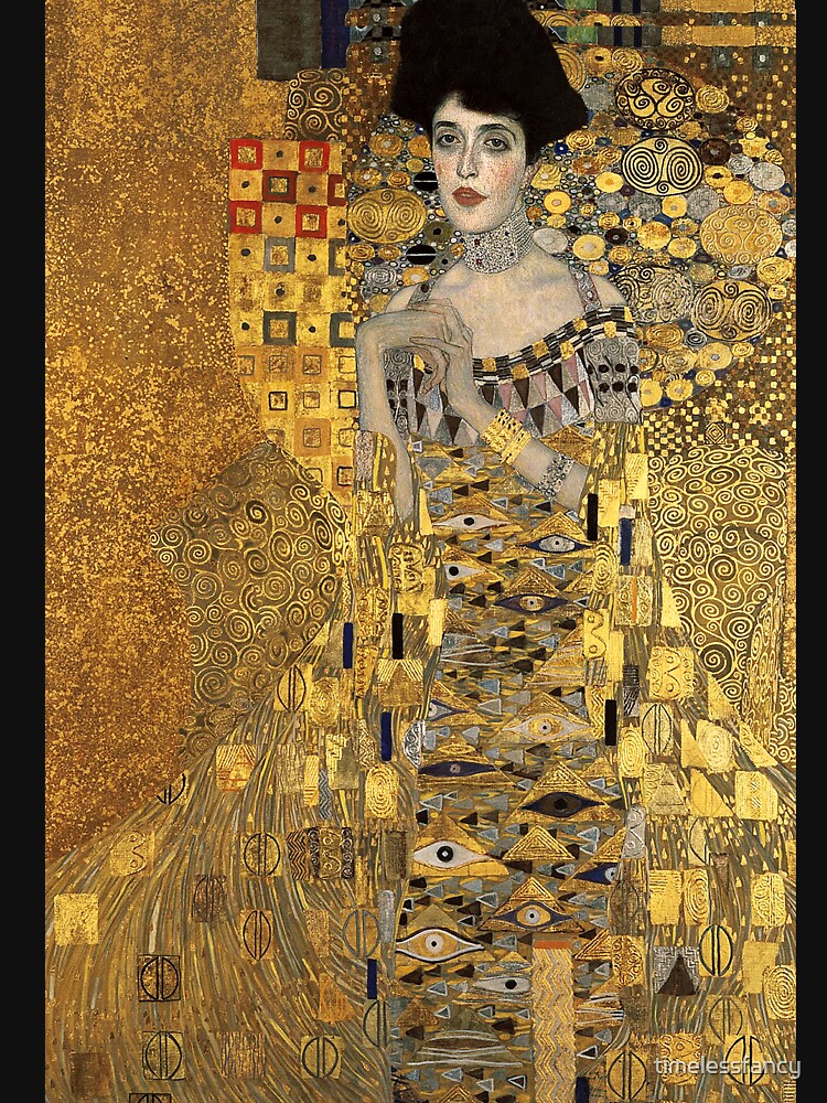Aperçu 3 sur 3. T-shirt baseball manches ¾ avec l'œuvre Gustav Klimt, Adèle Bloch-Bauer créée et vendue par timelessfancy.