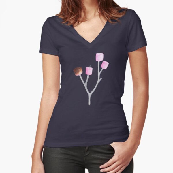 Toasted Marshmallows - Navy Fitted V-Neck T-Shirt