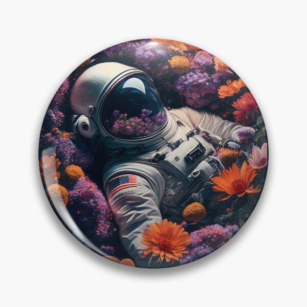 Artikelvorschau, Astronaut in Blumen - Cinematic Top-View Kunstdruck entworfen und verkauft von kfir marco.