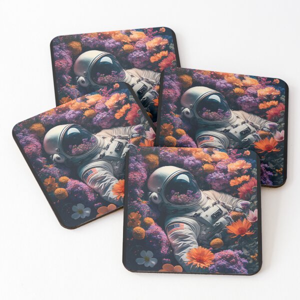 Item preview, Astronaut in Flowers - Cinematic Top-View Art Print designed and sold by kfir marco.