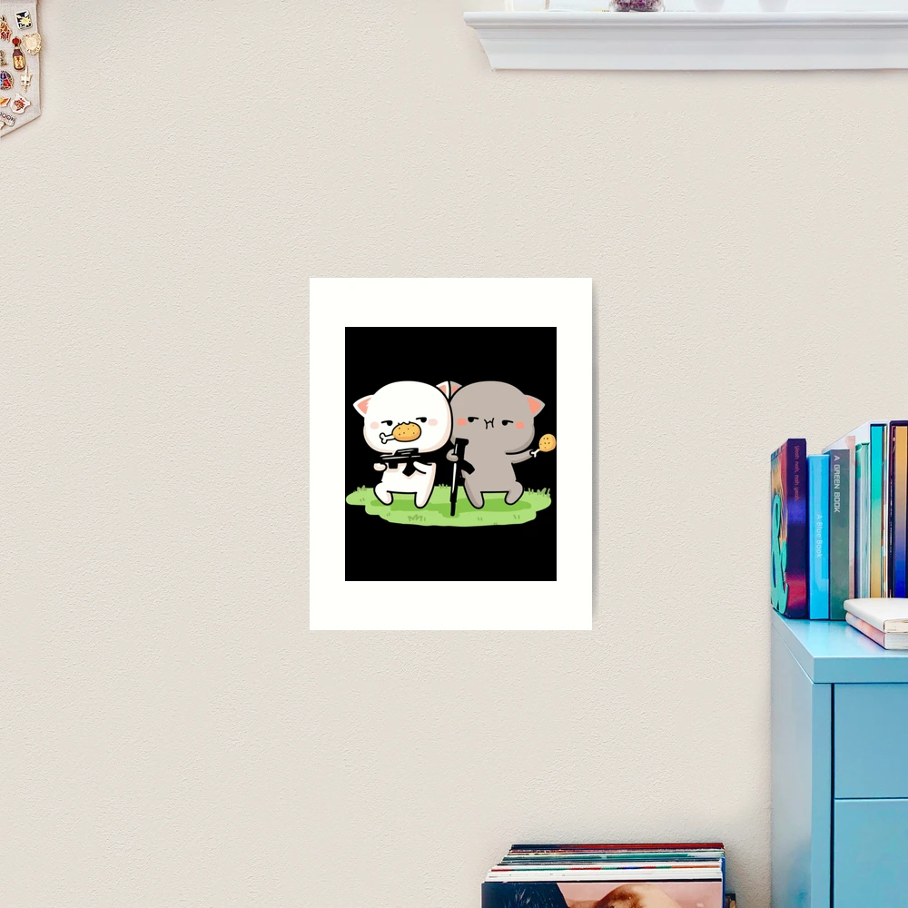 Cat peach and goma Eating And Shooting | Art Print