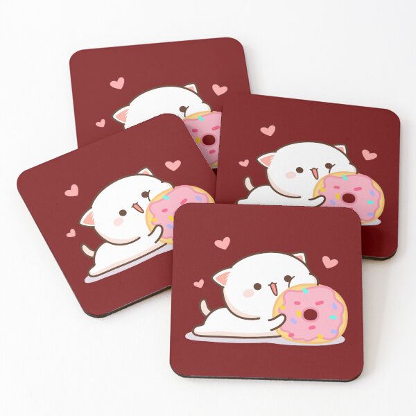 Item preview, Mochi Mochi Peach Cat - Peach In Love with a Donut   designed and sold by stefaniehecker1.