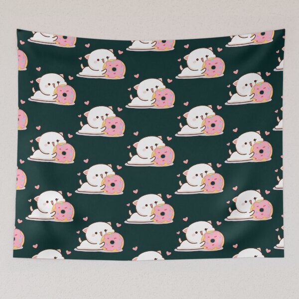 Item preview, Mochi Mochi Peach Cat - Peach In Love with a Donut   designed and sold by stefaniehecker1.