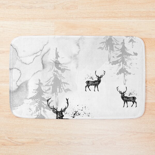 Item preview, Minimalist Duotone Watercolor Style Picture of Deers and Pine Trees designed and sold by Moneline.