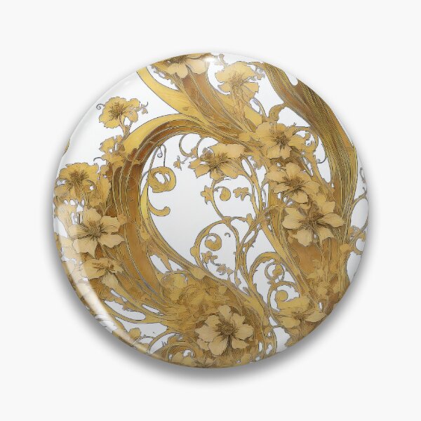Item preview, Golden Yellow Flowers Spiral Art Nouveau Alphonse Mucha Whorl designed and sold by entwithanaxe.