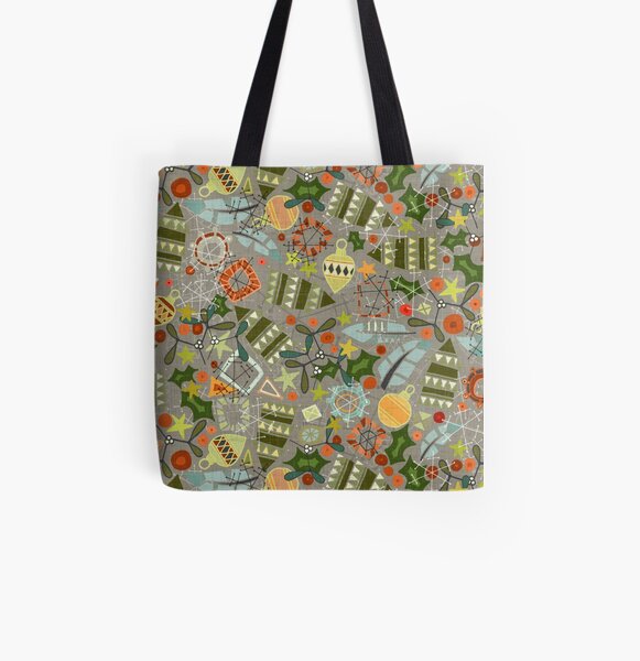 vintage christmas silver All Over Print Tote Bag