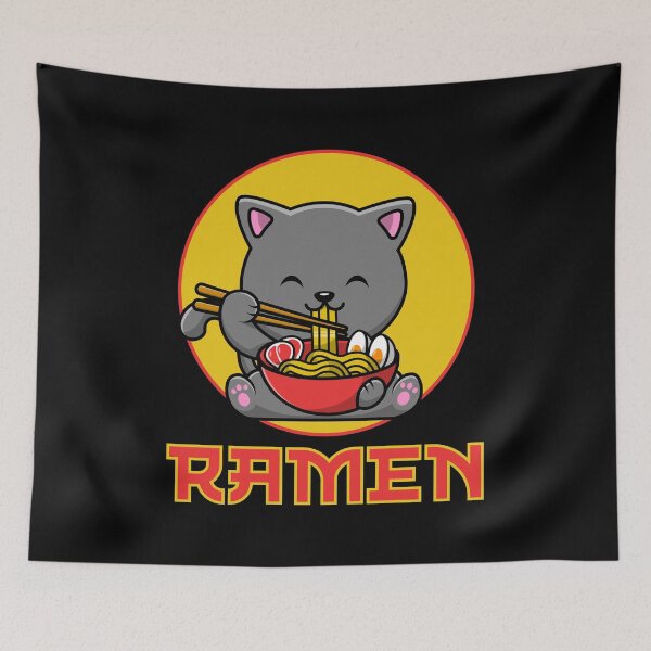Item preview, Cat Eating Ramen designed and sold by RockBeeDesigns.