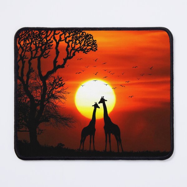 Item preview, Night in safari, Vibrant Dark Orange Sunset with Giraffe Silhouettes designed and sold by Moneline.
