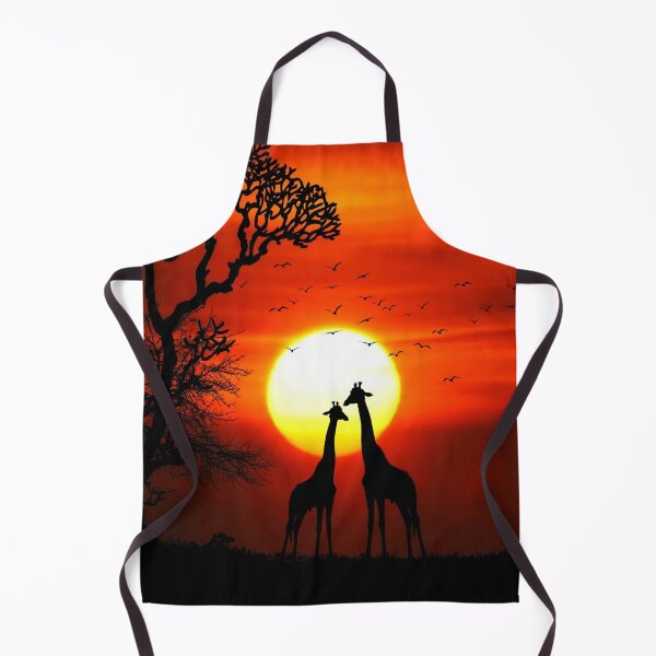 Item preview, Night in safari, Vibrant Dark Orange Sunset with Giraffe Silhouettes designed and sold by Moneline.